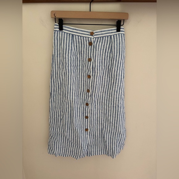 NWT Faherty Blue Low Tide Stripe Linen Skirt Whitley Skirt Size XS - Picture 4 of 7